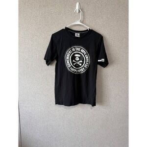 Aape By A Bathing Ape Mens XS Black Graphic T-Shirt Universe Moonface Skull Logo